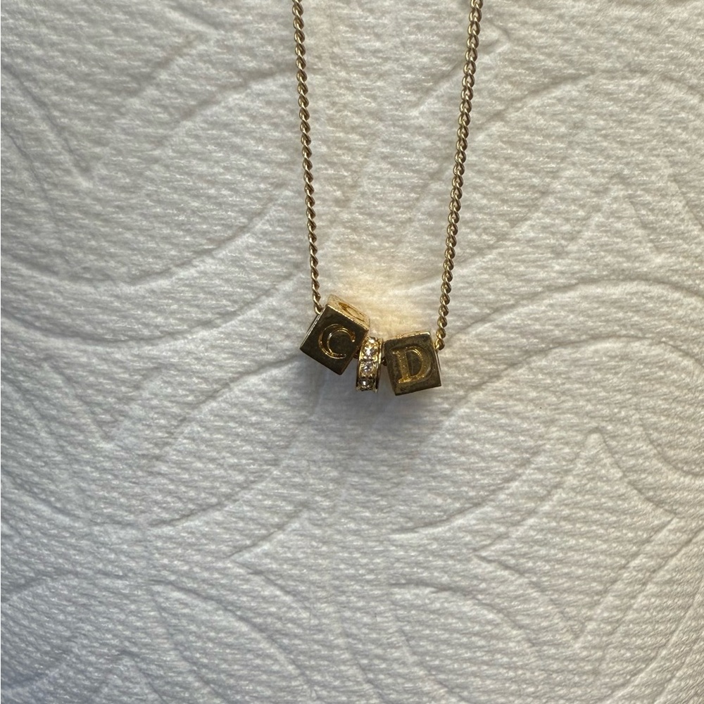 Christian Dior Gold CD Blocks with CZ Charms Necklace. - Picture 2 of 7